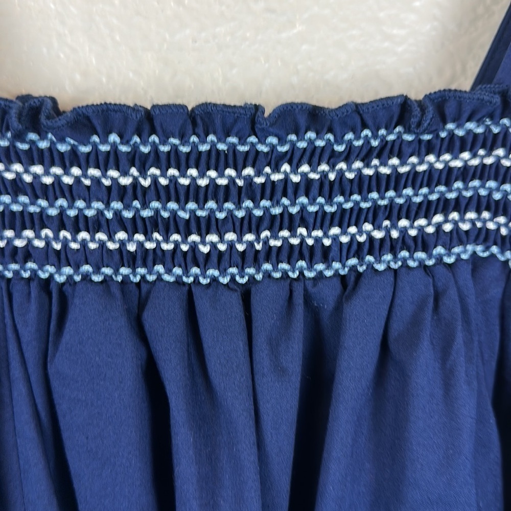 SHOSHANNA SANGAH STRETCH POPLIN OFF THE SHOULDER NAVY DRESS - Picture 4 of 7